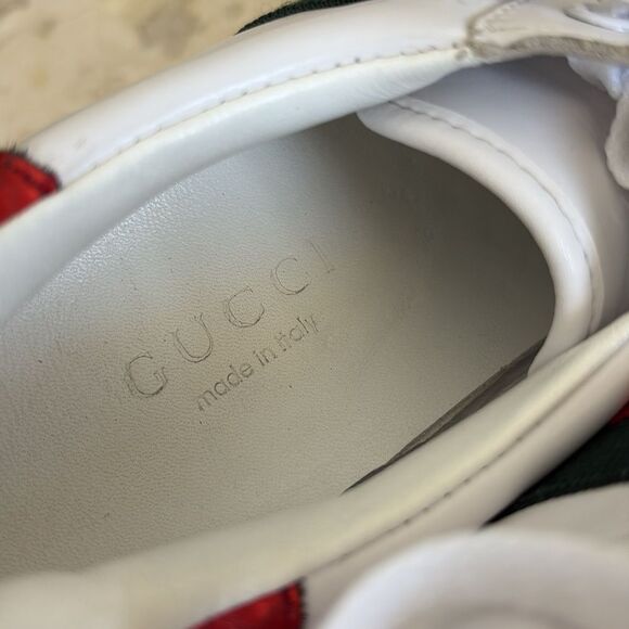 Gucci Ace Leather Sneakers Red/Green/Bee Embroidered - Picture 10 of 13